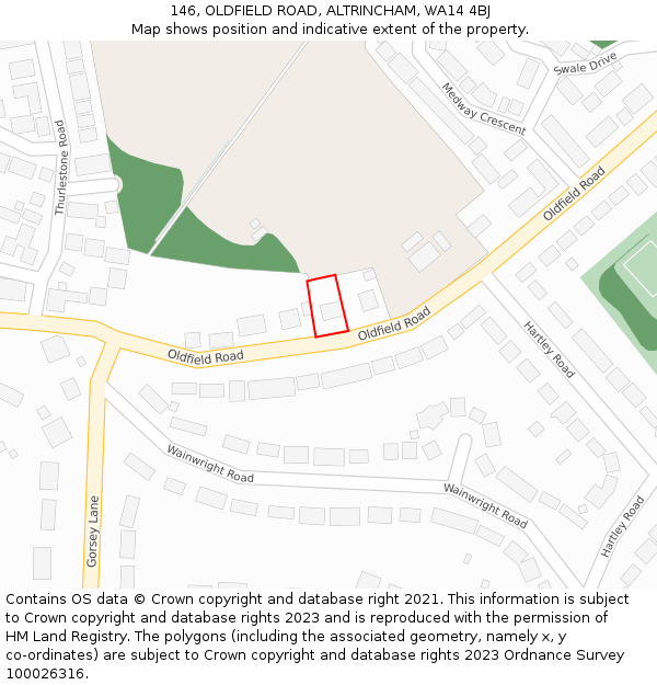 146, OLDFIELD ROAD, ALTRINCHAM, WA14 4BJ: Location map and indicative extent of plot
