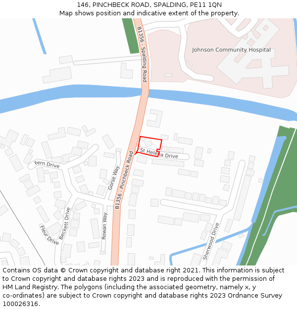 146, PINCHBECK ROAD, SPALDING, PE11 1QN: Location map and indicative extent of plot