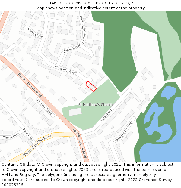 146, RHUDDLAN ROAD, BUCKLEY, CH7 3QP: Location map and indicative extent of plot