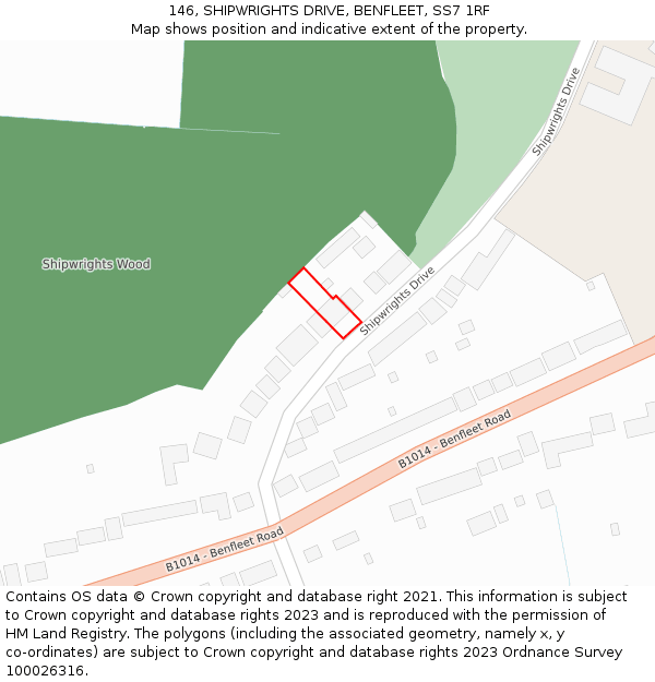 146, SHIPWRIGHTS DRIVE, BENFLEET, SS7 1RF: Location map and indicative extent of plot