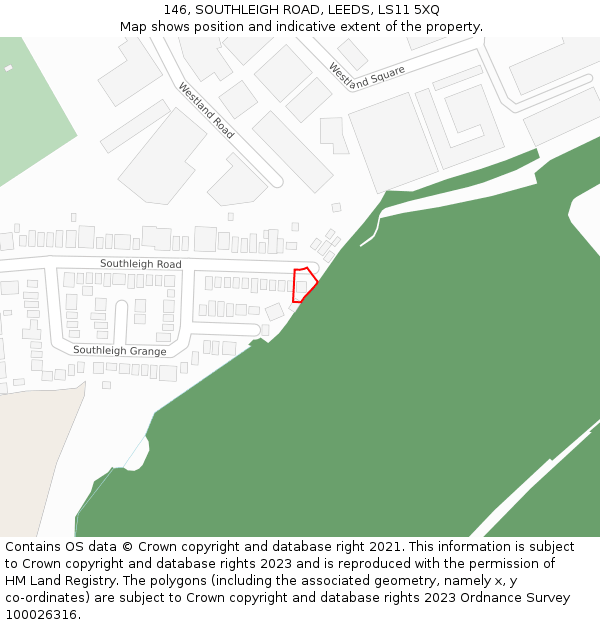 146, SOUTHLEIGH ROAD, LEEDS, LS11 5XQ: Location map and indicative extent of plot
