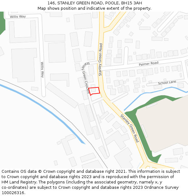 146, STANLEY GREEN ROAD, POOLE, BH15 3AH: Location map and indicative extent of plot