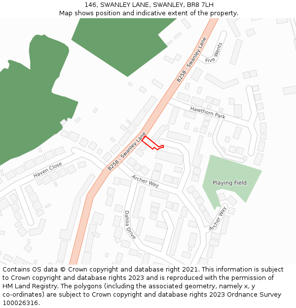 146, SWANLEY LANE, SWANLEY, BR8 7LH: Location map and indicative extent of plot