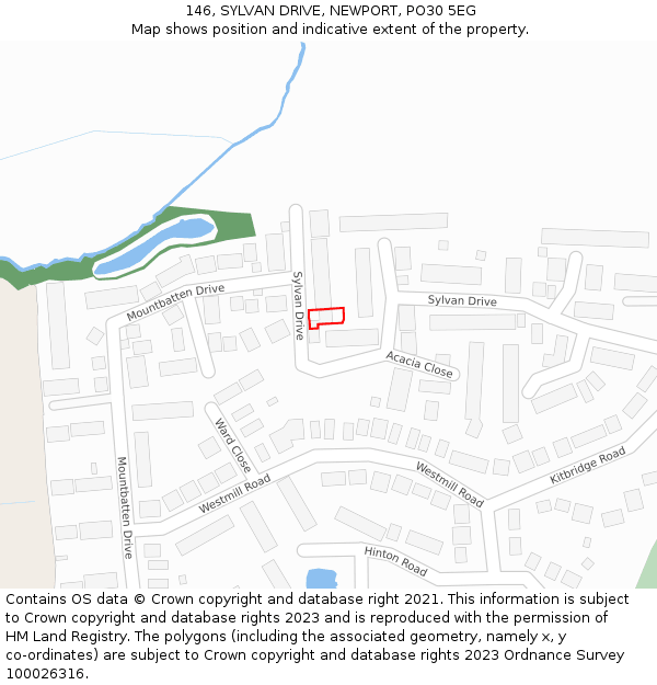 146, SYLVAN DRIVE, NEWPORT, PO30 5EG: Location map and indicative extent of plot
