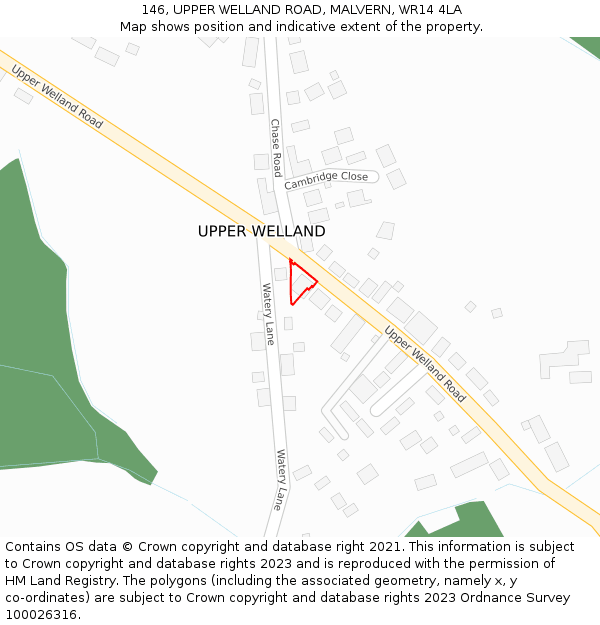 146, UPPER WELLAND ROAD, MALVERN, WR14 4LA: Location map and indicative extent of plot