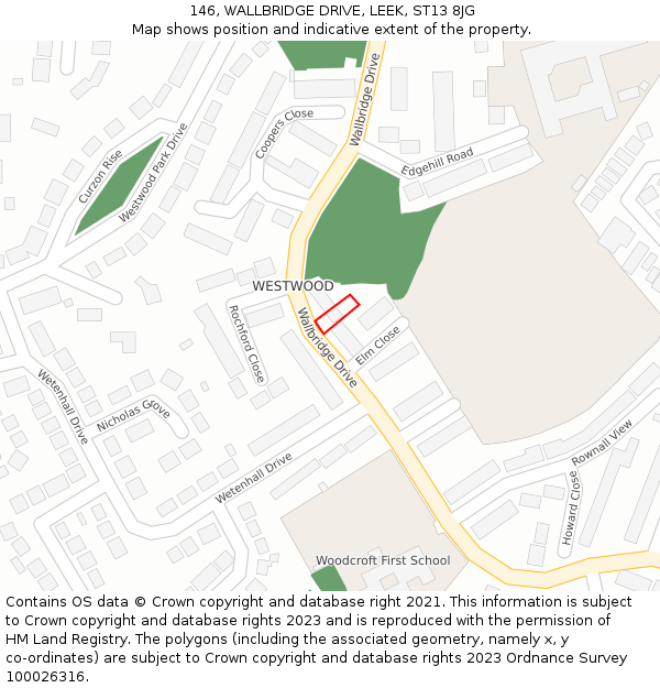 146, WALLBRIDGE DRIVE, LEEK, ST13 8JG: Location map and indicative extent of plot