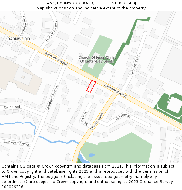 146B, BARNWOOD ROAD, GLOUCESTER, GL4 3JT: Location map and indicative extent of plot