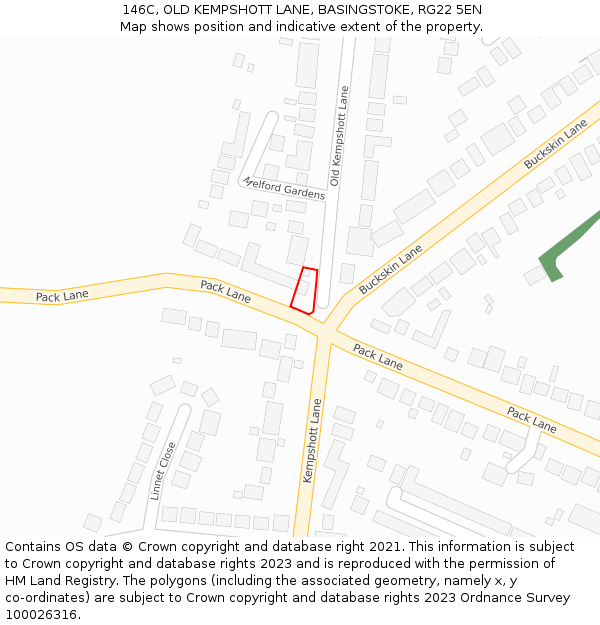 146C, OLD KEMPSHOTT LANE, BASINGSTOKE, RG22 5EN: Location map and indicative extent of plot