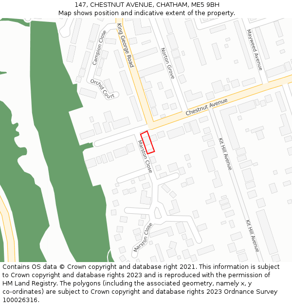 147, CHESTNUT AVENUE, CHATHAM, ME5 9BH: Location map and indicative extent of plot