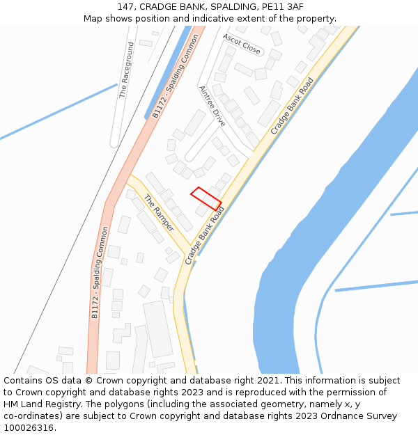 147, CRADGE BANK, SPALDING, PE11 3AF: Location map and indicative extent of plot