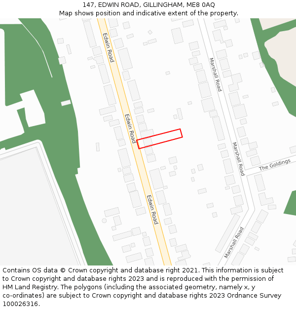 147, EDWIN ROAD, GILLINGHAM, ME8 0AQ: Location map and indicative extent of plot