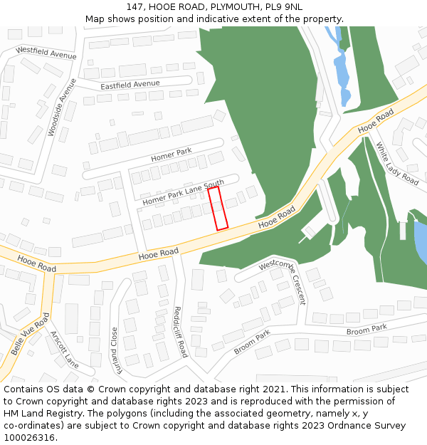 147, HOOE ROAD, PLYMOUTH, PL9 9NL: Location map and indicative extent of plot