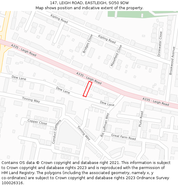 147, LEIGH ROAD, EASTLEIGH, SO50 9DW: Location map and indicative extent of plot