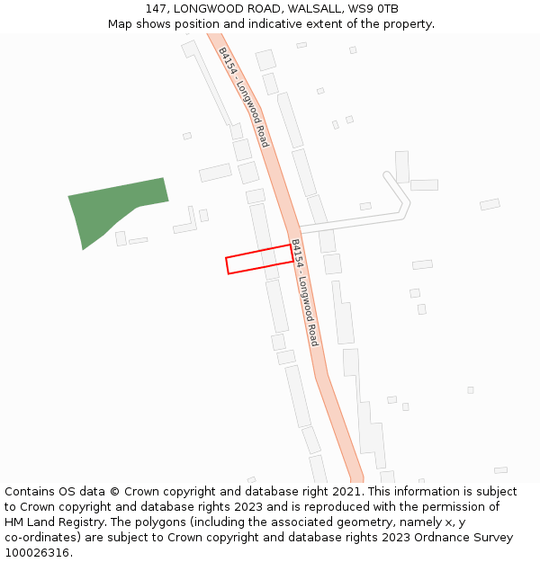 147, LONGWOOD ROAD, WALSALL, WS9 0TB: Location map and indicative extent of plot