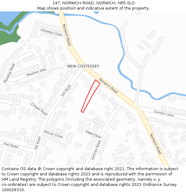 147, NORWICH ROAD, NORWICH, NR5 0LD: Location map and indicative extent of plot