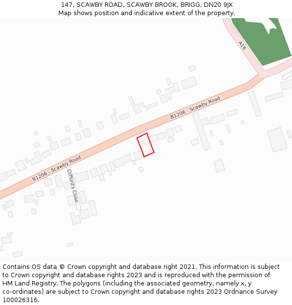 147, SCAWBY ROAD, SCAWBY BROOK, BRIGG, DN20 9JX: Location map and indicative extent of plot