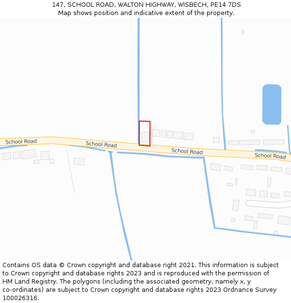 147, SCHOOL ROAD, WALTON HIGHWAY, WISBECH, PE14 7DS: Location map and indicative extent of plot