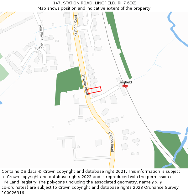 147, STATION ROAD, LINGFIELD, RH7 6DZ: Location map and indicative extent of plot