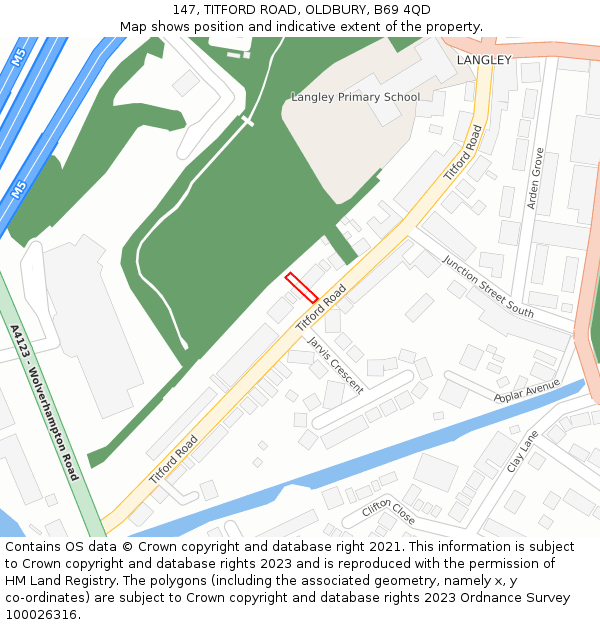 147, TITFORD ROAD, OLDBURY, B69 4QD: Location map and indicative extent of plot