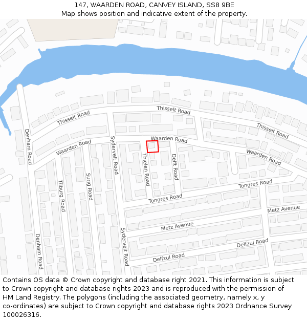 147, WAARDEN ROAD, CANVEY ISLAND, SS8 9BE: Location map and indicative extent of plot