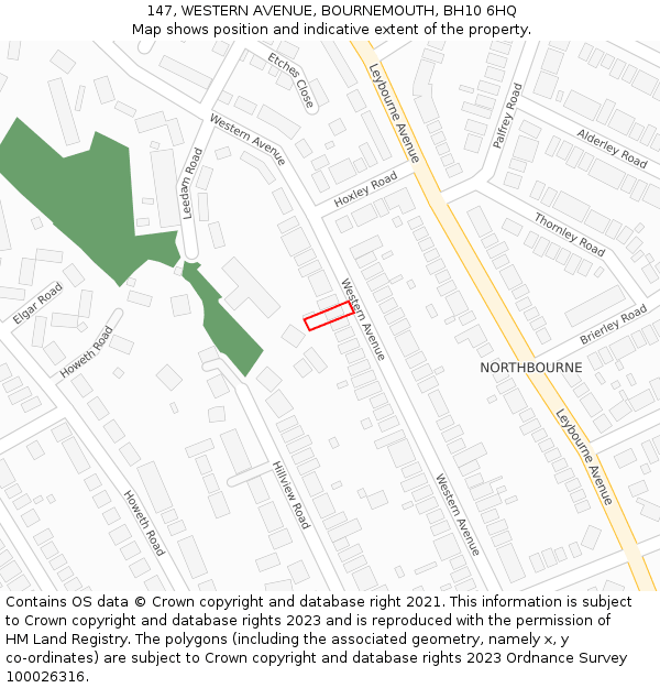 147, WESTERN AVENUE, BOURNEMOUTH, BH10 6HQ: Location map and indicative extent of plot