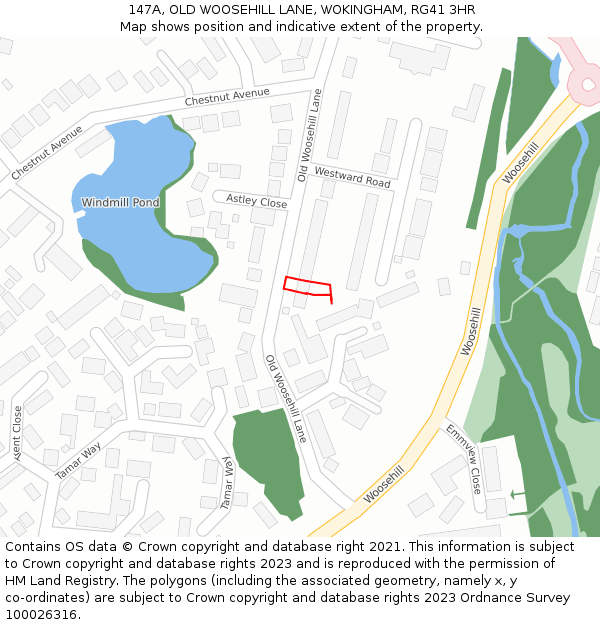 147A, OLD WOOSEHILL LANE, WOKINGHAM, RG41 3HR: Location map and indicative extent of plot