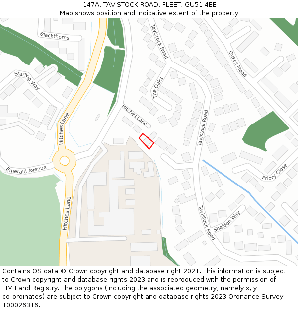 147A, TAVISTOCK ROAD, FLEET, GU51 4EE: Location map and indicative extent of plot