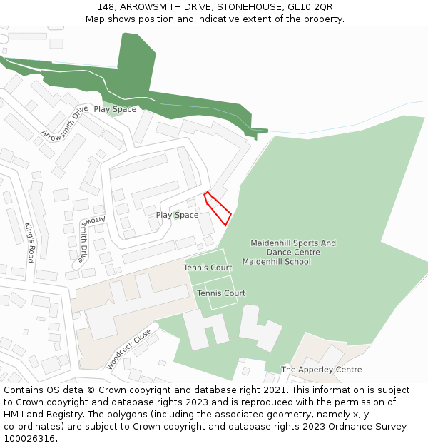 148, ARROWSMITH DRIVE, STONEHOUSE, GL10 2QR: Location map and indicative extent of plot