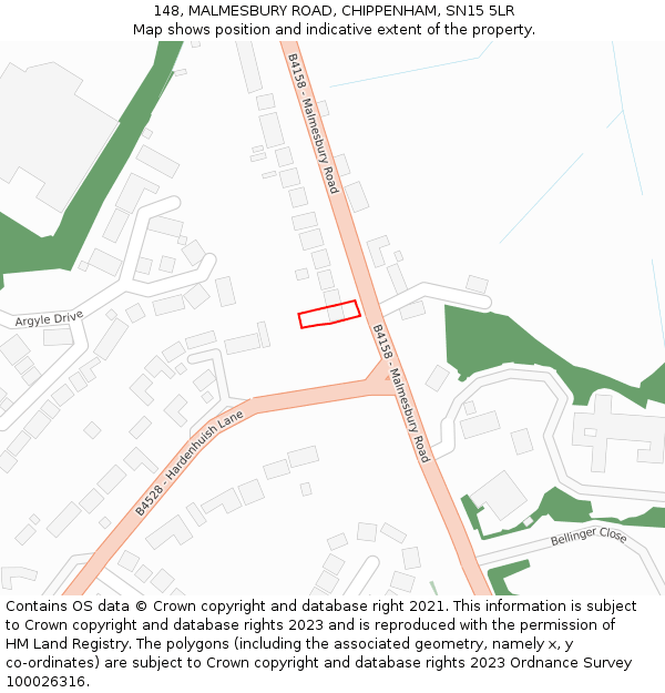 148, MALMESBURY ROAD, CHIPPENHAM, SN15 5LR: Location map and indicative extent of plot