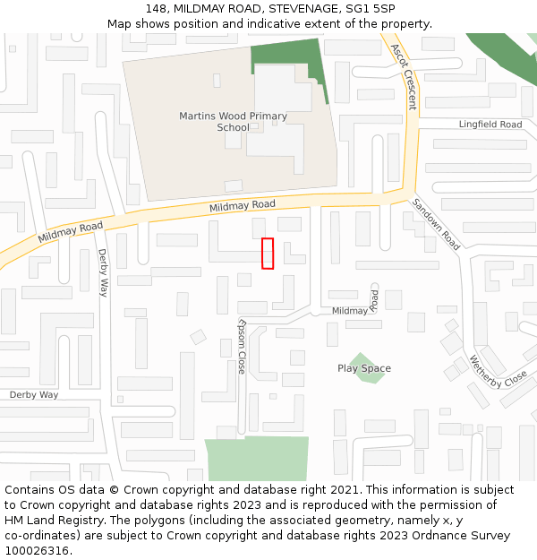 148, MILDMAY ROAD, STEVENAGE, SG1 5SP: Location map and indicative extent of plot