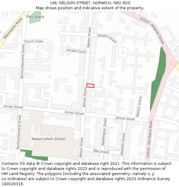 148, NELSON STREET, NORWICH, NR2 4DS: Location map and indicative extent of plot
