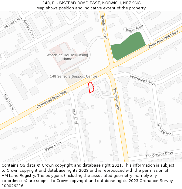 148, PLUMSTEAD ROAD EAST, NORWICH, NR7 9NG: Location map and indicative extent of plot