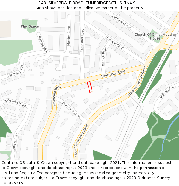 148, SILVERDALE ROAD, TUNBRIDGE WELLS, TN4 9HU: Location map and indicative extent of plot