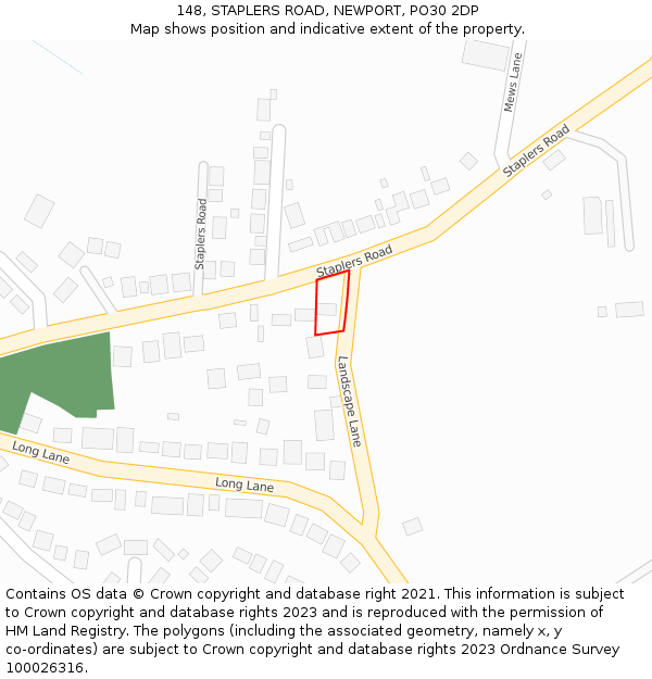 148, STAPLERS ROAD, NEWPORT, PO30 2DP: Location map and indicative extent of plot