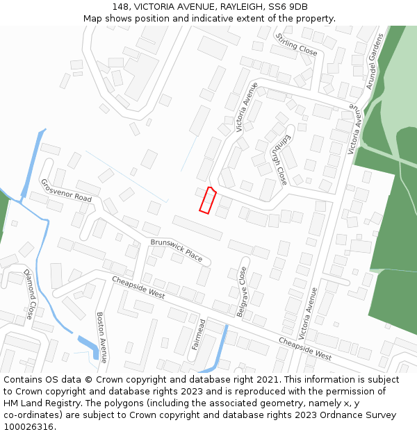 148, VICTORIA AVENUE, RAYLEIGH, SS6 9DB: Location map and indicative extent of plot