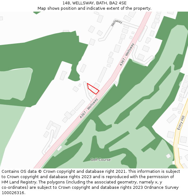 148, WELLSWAY, BATH, BA2 4SE: Location map and indicative extent of plot