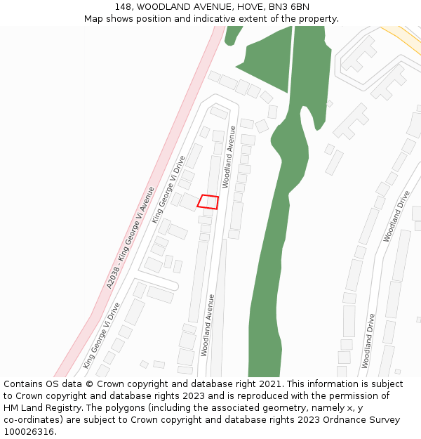 148, WOODLAND AVENUE, HOVE, BN3 6BN: Location map and indicative extent of plot