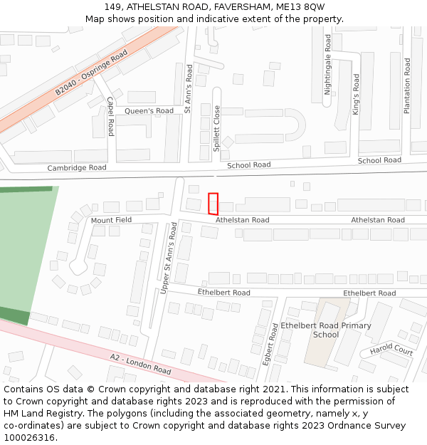 149, ATHELSTAN ROAD, FAVERSHAM, ME13 8QW: Location map and indicative extent of plot