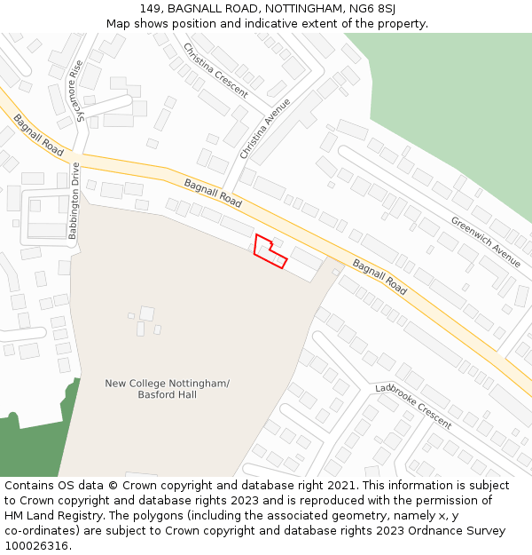 149, BAGNALL ROAD, NOTTINGHAM, NG6 8SJ: Location map and indicative extent of plot