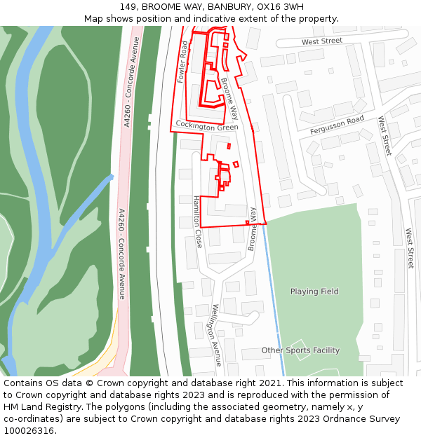 149, BROOME WAY, BANBURY, OX16 3WH: Location map and indicative extent of plot