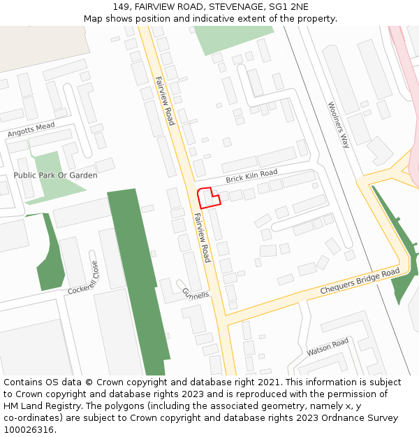 149, FAIRVIEW ROAD, STEVENAGE, SG1 2NE: Location map and indicative extent of plot