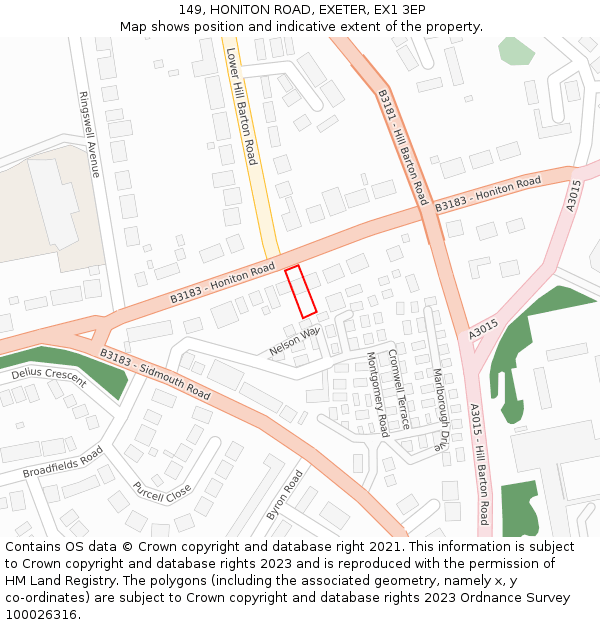 149, HONITON ROAD, EXETER, EX1 3EP: Location map and indicative extent of plot