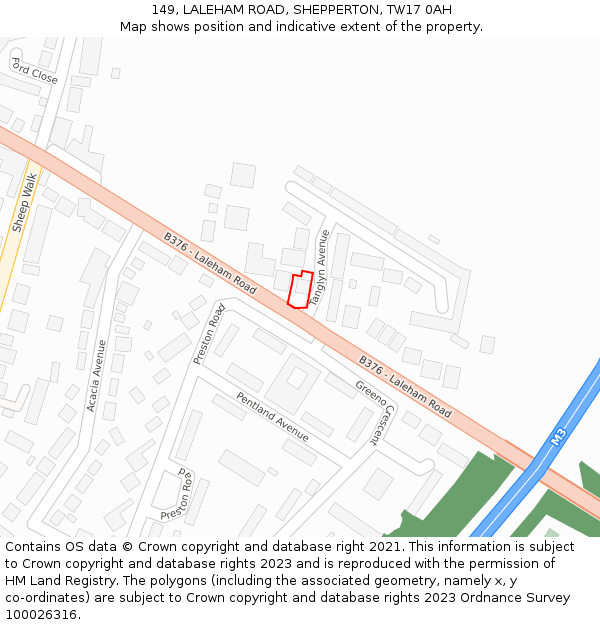 149, LALEHAM ROAD, SHEPPERTON, TW17 0AH: Location map and indicative extent of plot