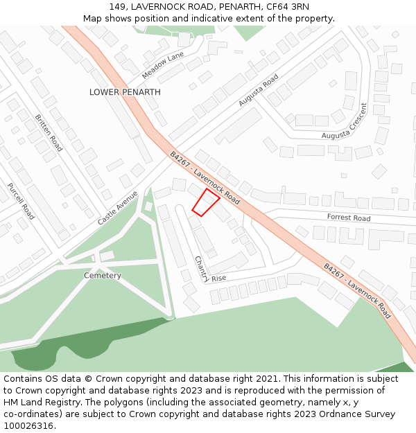 149, LAVERNOCK ROAD, PENARTH, CF64 3RN: Location map and indicative extent of plot