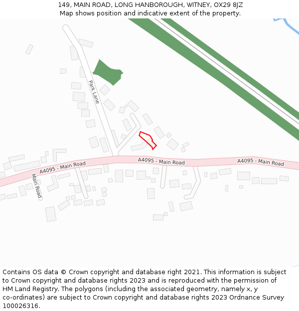 149, MAIN ROAD, LONG HANBOROUGH, WITNEY, OX29 8JZ: Location map and indicative extent of plot