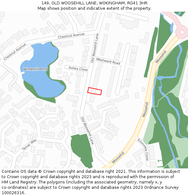 149, OLD WOOSEHILL LANE, WOKINGHAM, RG41 3HR: Location map and indicative extent of plot