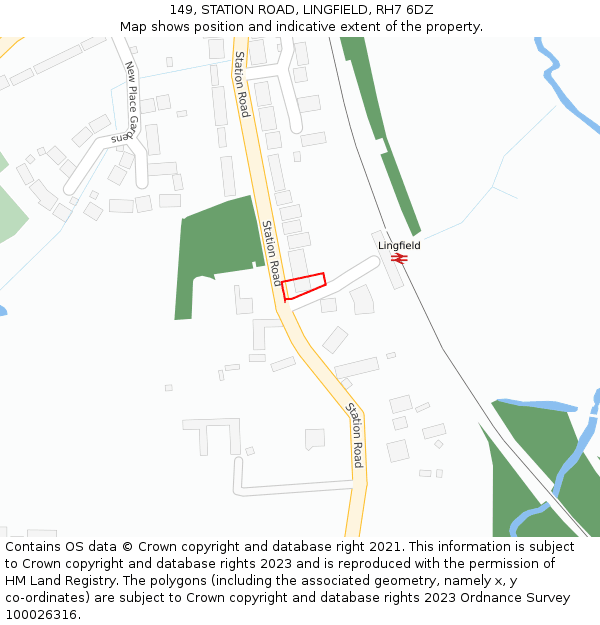 149, STATION ROAD, LINGFIELD, RH7 6DZ: Location map and indicative extent of plot