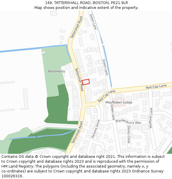 149, TATTERSHALL ROAD, BOSTON, PE21 9LR: Location map and indicative extent of plot