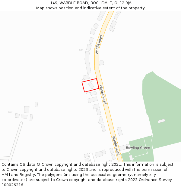 149, WARDLE ROAD, ROCHDALE, OL12 9JA: Location map and indicative extent of plot