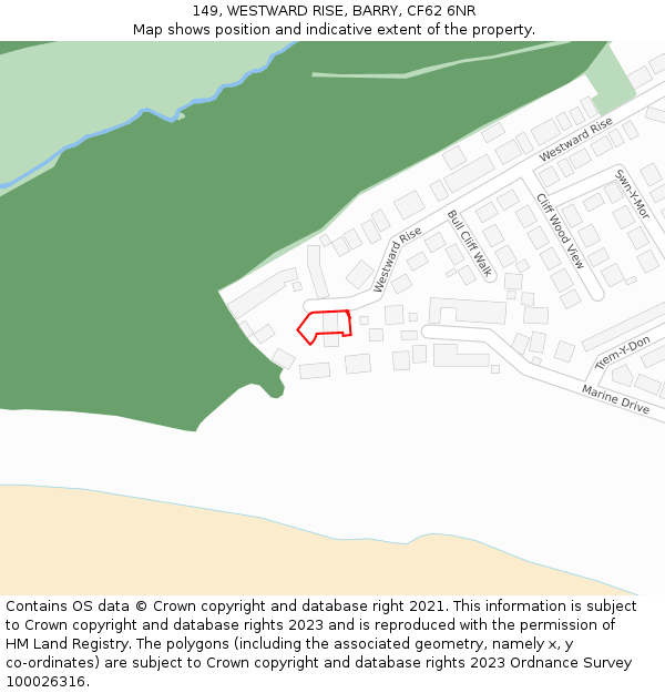 149, WESTWARD RISE, BARRY, CF62 6NR: Location map and indicative extent of plot